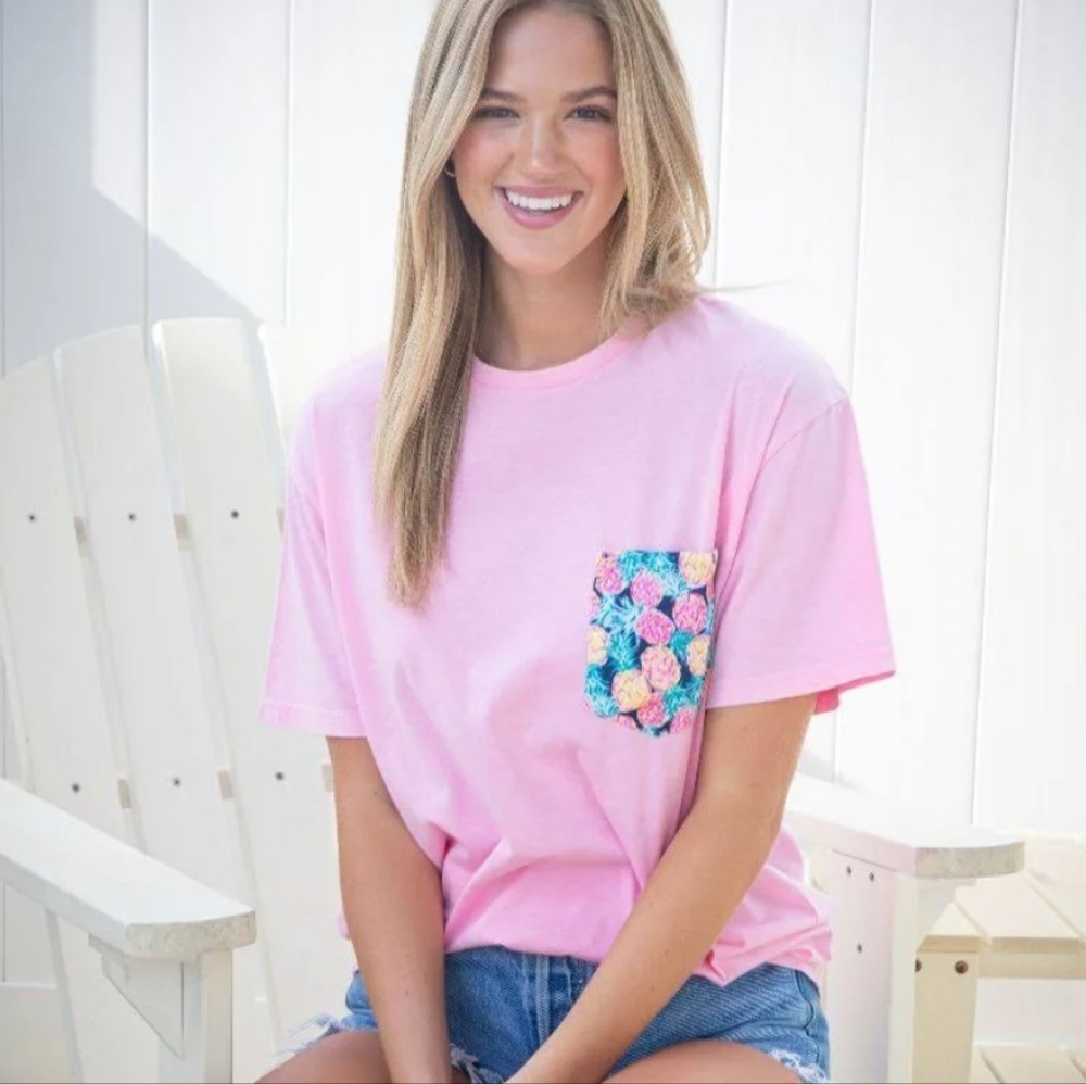 NWT Simply Southern Washed Pocket Tee in Penny Pineapple